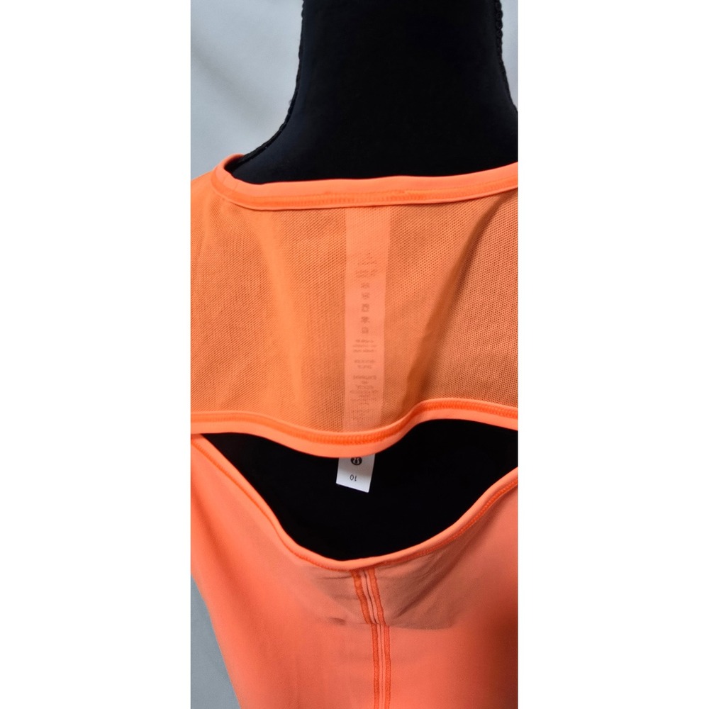 Lululemon women 10 sculpt tank top neon orange HIOR mesh reflective workout - Picture 8 of 8